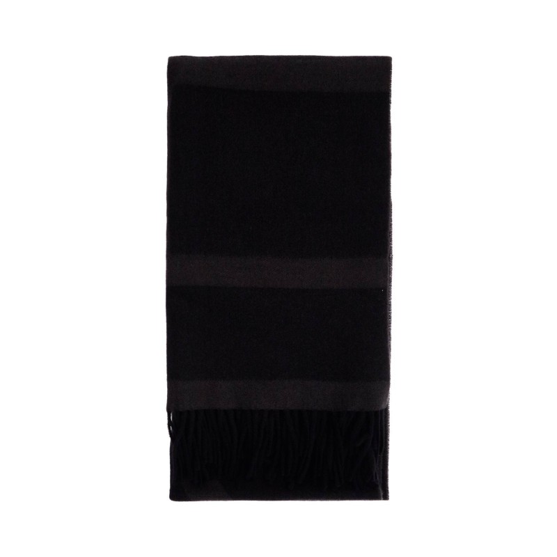 charcoal grey monogram jacquard wool scarf