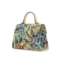 small floral multicolor handbag with adjustable shoulder strap