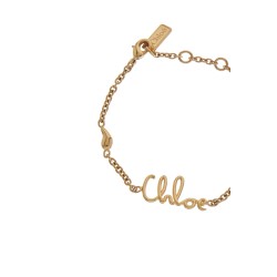 vintage gold logo pendant leather bracelet