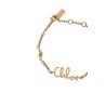 vintage gold logo pendant leather bracelet