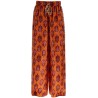 high waist wide leg ikat print silk pants orange