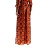 high waist wide leg ikat print silk pants orange