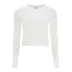 cropped long sleeve t-shirt white in organic cotton