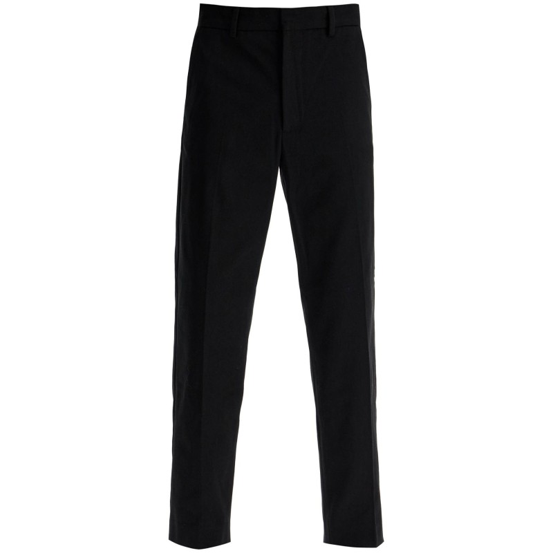 straight leg twill trousers in nine words