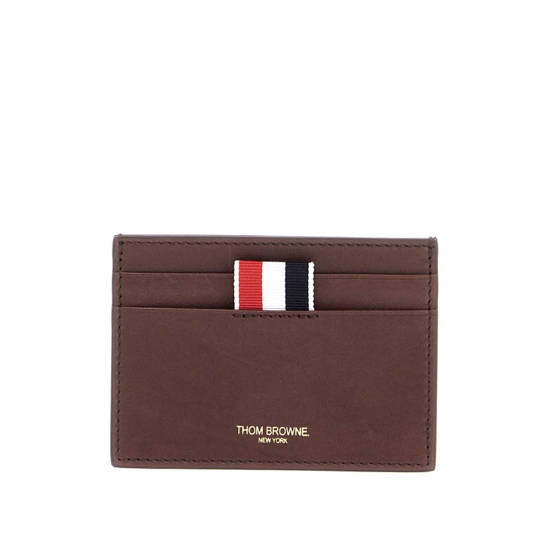 compact dark brown calfskin credit card holder