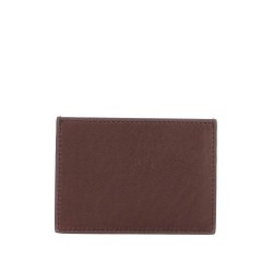 compact dark brown calfskin credit card holder