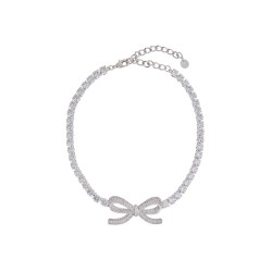 tennis necklace with bow and silver zirconia spring summer