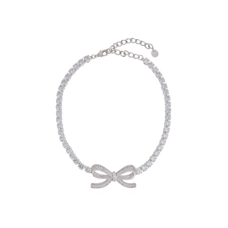 tennis necklace with bow and silver zirconia spring summer