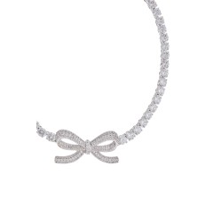 tennis necklace with bow and silver zirconia spring summer