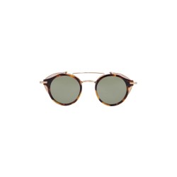 round sunglasses titanium acetate tortoiseshell green lenses