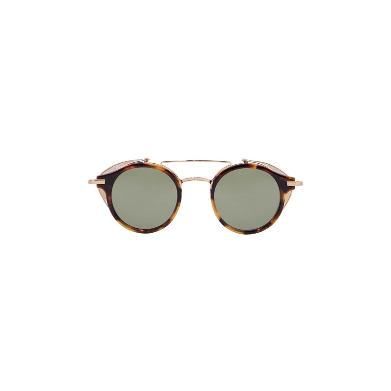 round sunglasses titanium acetate tortoiseshell green lenses