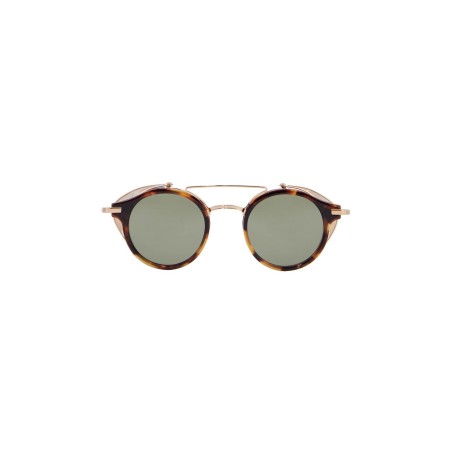 round sunglasses titanium acetate tortoiseshell green lenses