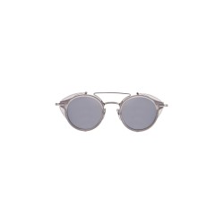 round sunglasses in light grey titanium and acetate with side protection