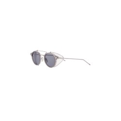 round sunglasses in light grey titanium and acetate with side protection