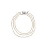 three strand white pearl and rhinestone necklace