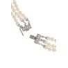 three strand white pearl and rhinestone necklace