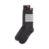 dark grey cotton mid-calf socks with 4 white stripes