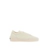 beige leather low minimalist aerobic sneakers