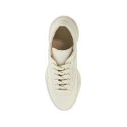 beige leather low minimalist aerobic sneakers