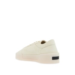 beige leather low minimalist aerobic sneakers