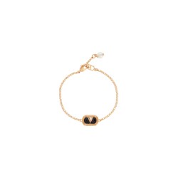 bracciale elegante oro e nero con cristalli e perla