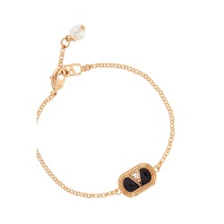 bracciale elegante oro e nero con cristalli e perla