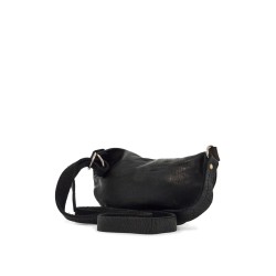 small black horse leather bag with adjustable shoulder strap