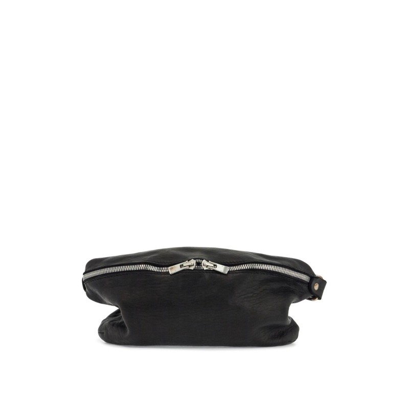 medium black horse leather fanny pack with adjustable strap