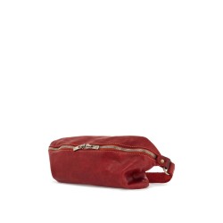 medium red horse leather fanny pack with adjustable shoulder strap