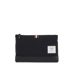 large pouch with gold zip and black tricolor stripe