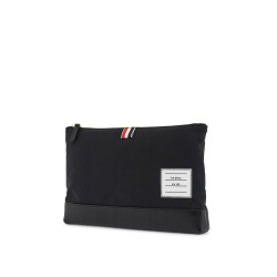 large pouch with gold zip and black tricolor stripe