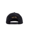 black cotton cap with embroidered patch and adjustable closure