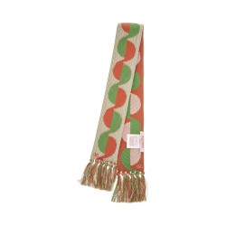 ivory orange green patterned scarf with fringes spring summer