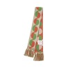 ivory orange green patterned scarf with fringes spring summer