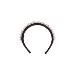 headband with pearls and crystals black 2.5 cm