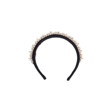 headband with pearls and crystals black 2.5 cm