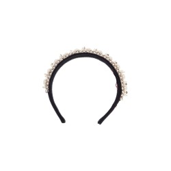 headband with pearls and crystals black 2.5 cm