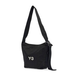 black recycled polyester sacoche with adjustable strap