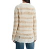 striped distressed cardigan with