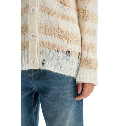 striped distressed cardigan with