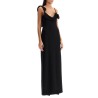 long dress with sculptural neckline