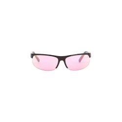 wraparound sunglasses dark brown metallic pink lenses 2025