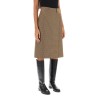 houndstooth a-line skirt with emblem buckle