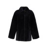 black lambskin oversized shirt-jacket