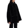 black lambskin oversized shirt-jacket