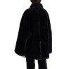 black lambskin oversized shirt-jacket