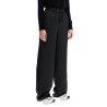 wide leg high waist black satin trousers for women