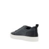 men's black leather sneakers with gray logo and white sole - contemporary style