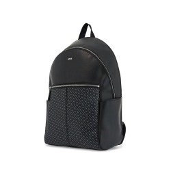 backpack with black geometric pattern