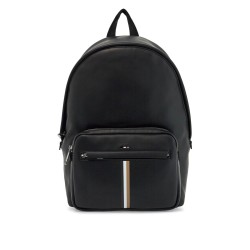 black laptop backpack with padded straps and front pocket